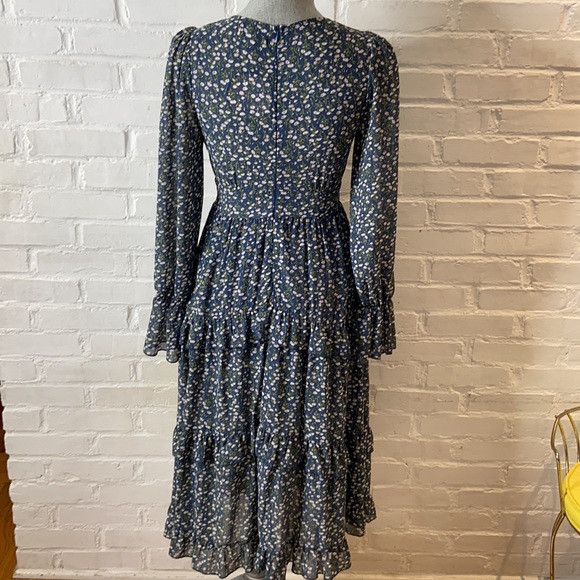 Shareen Collection Bohemian Blue Floral Maxi Dress Womens Size 6 - Picture 4 of 10